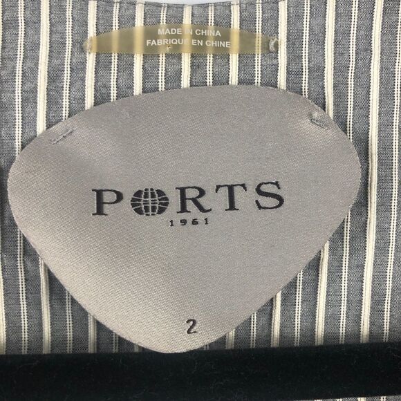 PORTS 1961 Silver Zip Front Trench Coat- Size 2 - Picture 10 of 11